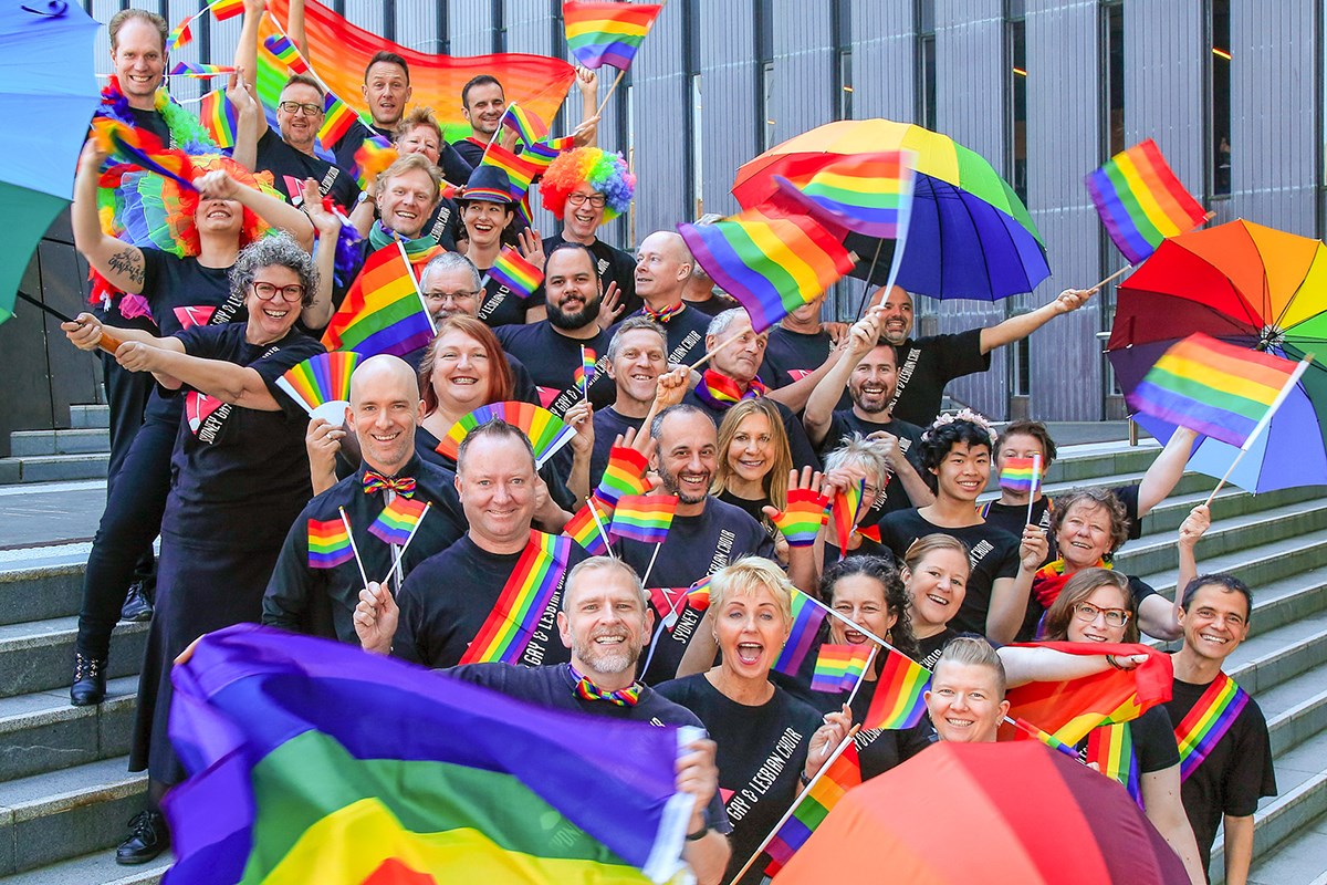 Promotional image of Sydney Gay and Lesbian Choir members